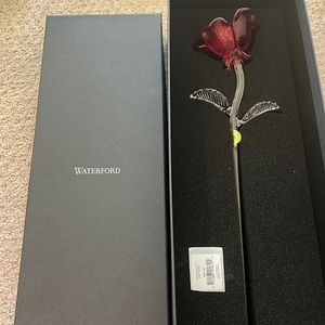 NWT Waterford® crystal red glass rose